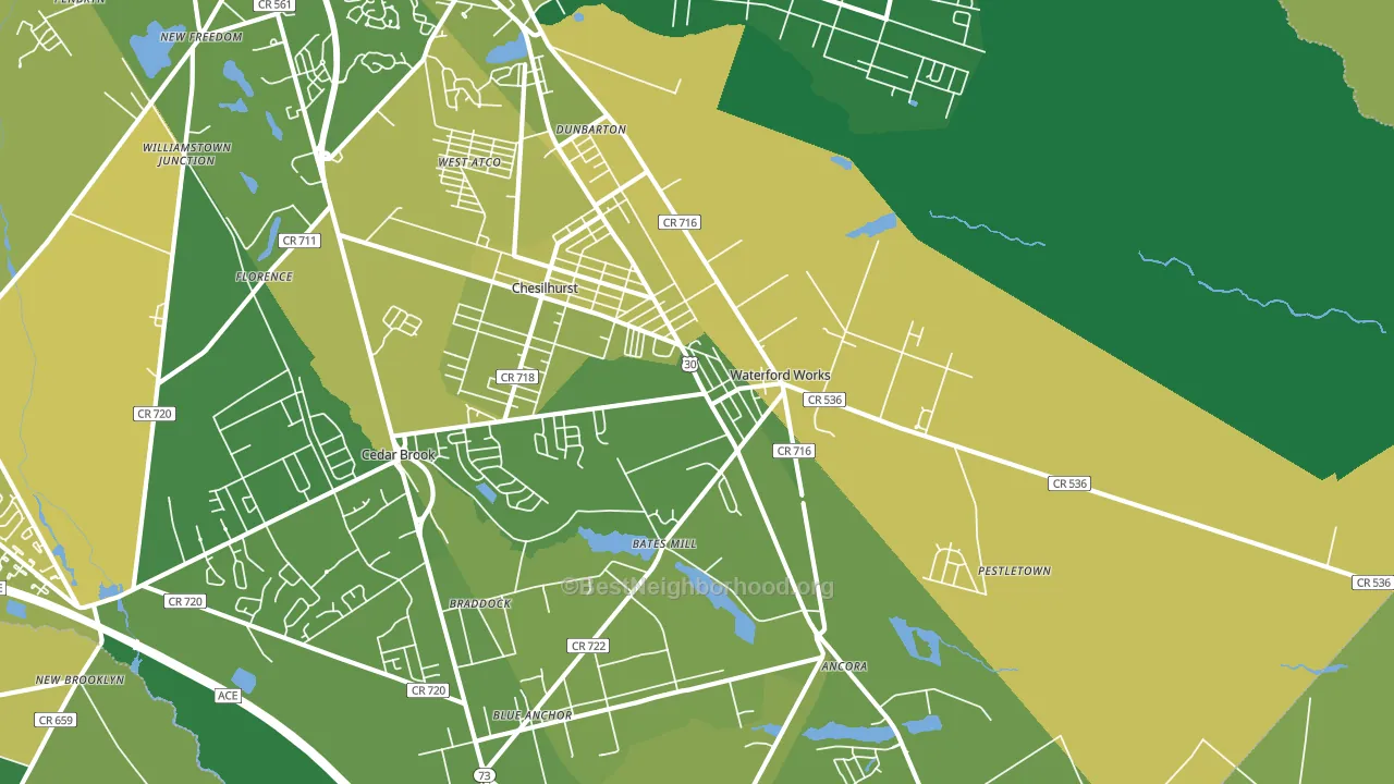 Waterford Works, NJ block-group voter-turnout map