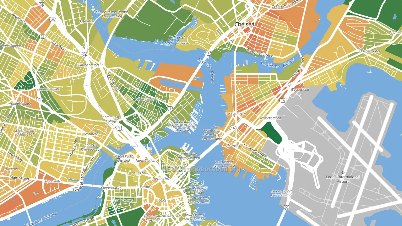 Waterfront, Boston, MA block-group voter-turnout map