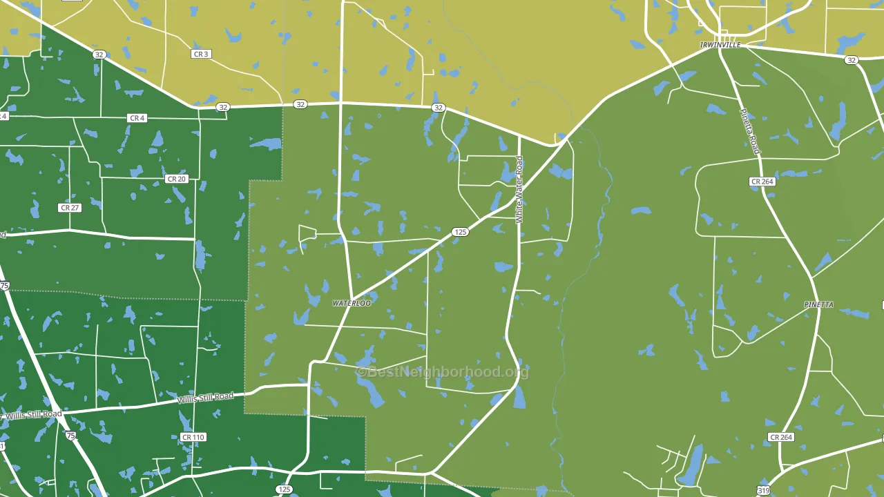 Waterloo, GA block-group voter-turnout map