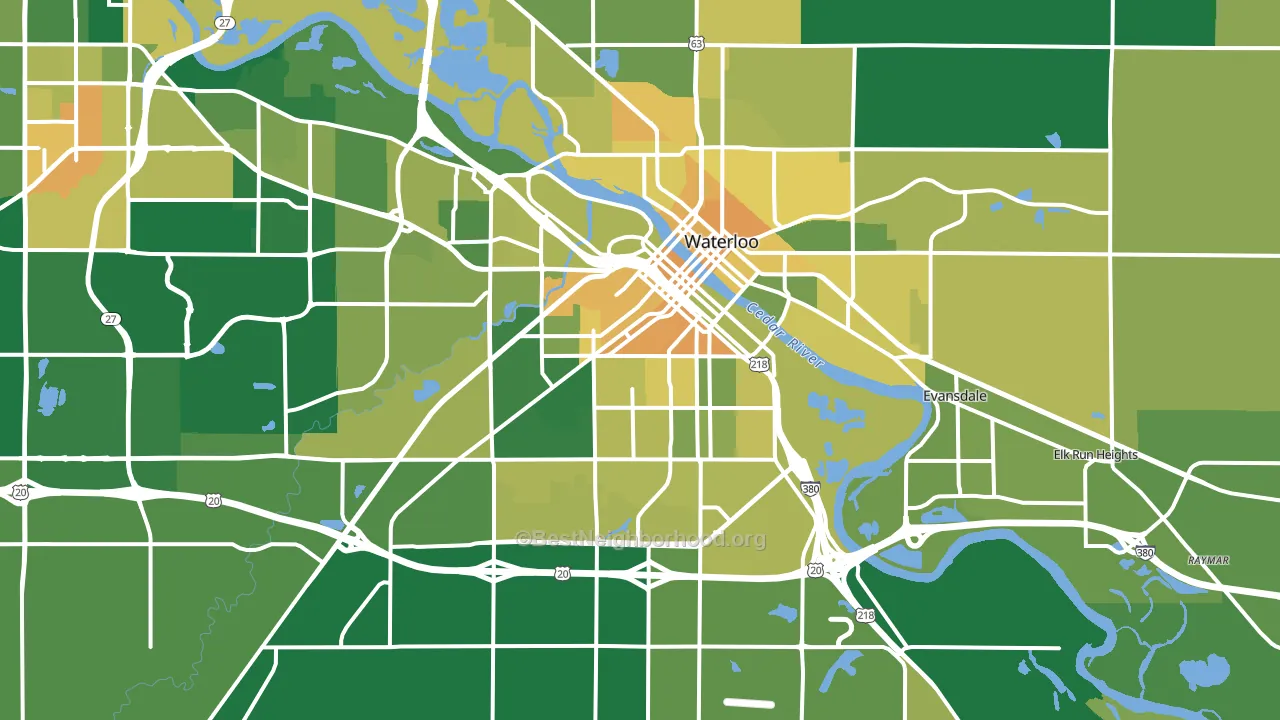 Waterloo, IA block-group voter-turnout map