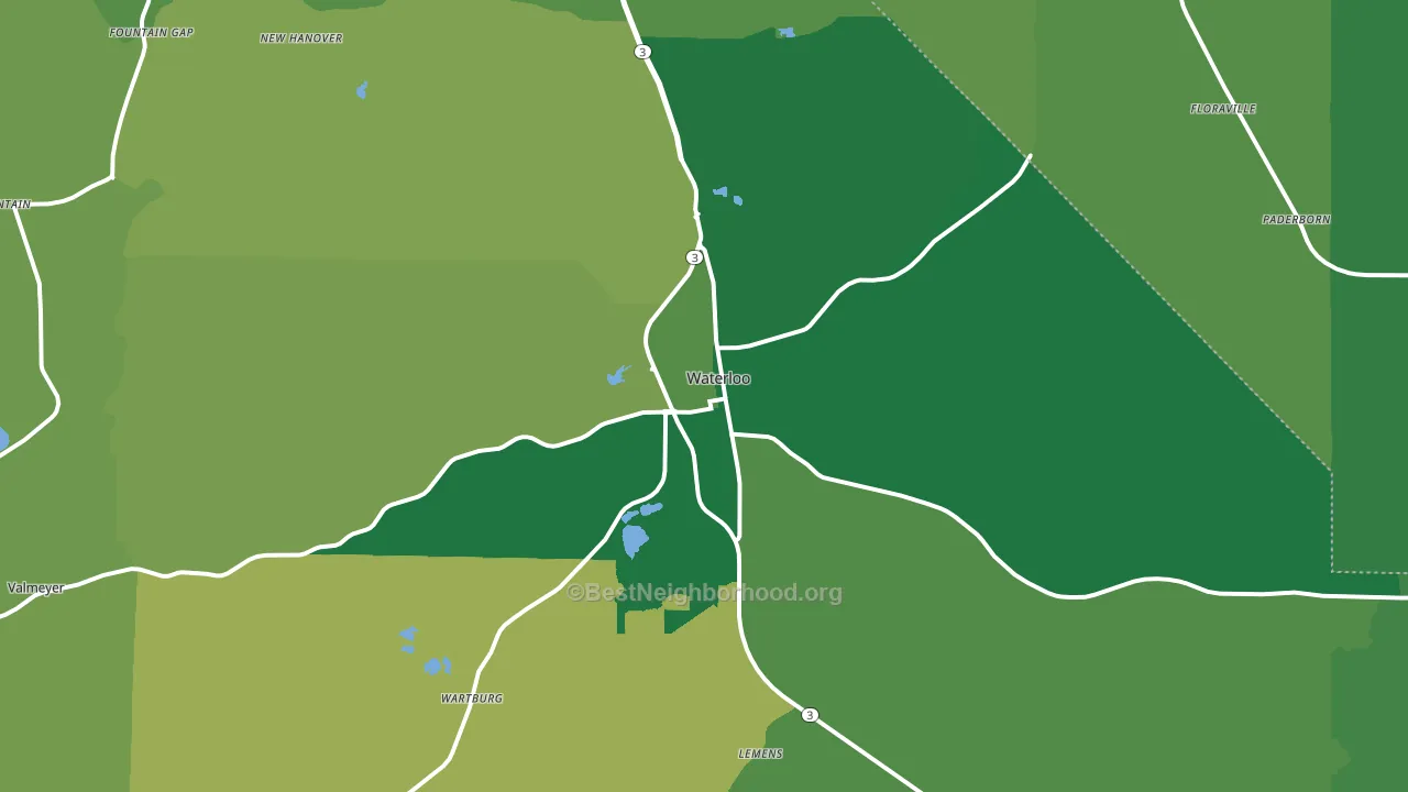 Waterloo, IL block-group voter-turnout map