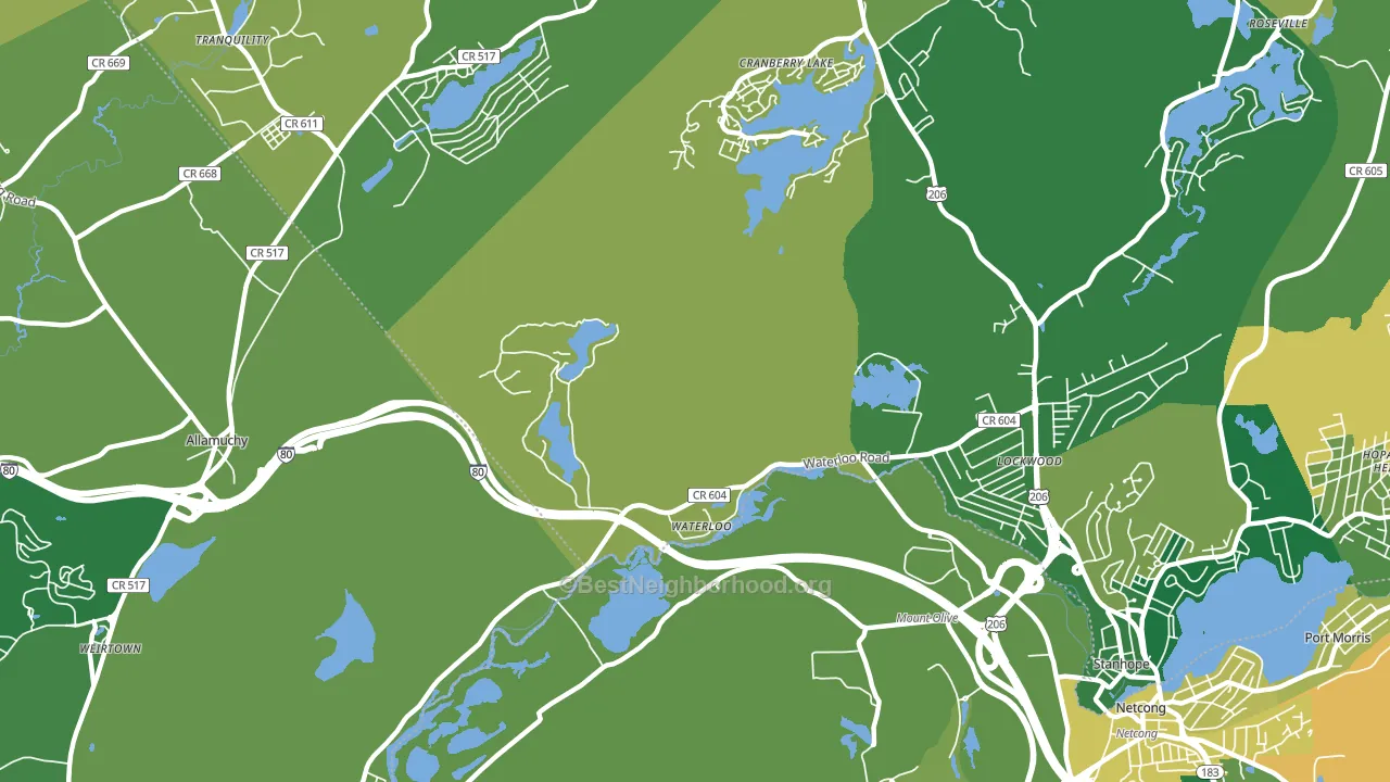 Waterloo, NJ block-group voter-turnout map