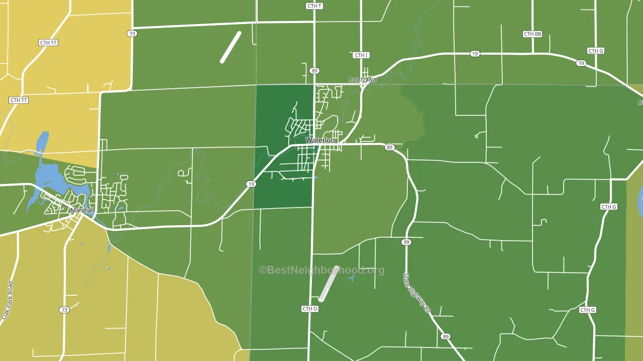 Waterloo, WI block-group voter-turnout map
