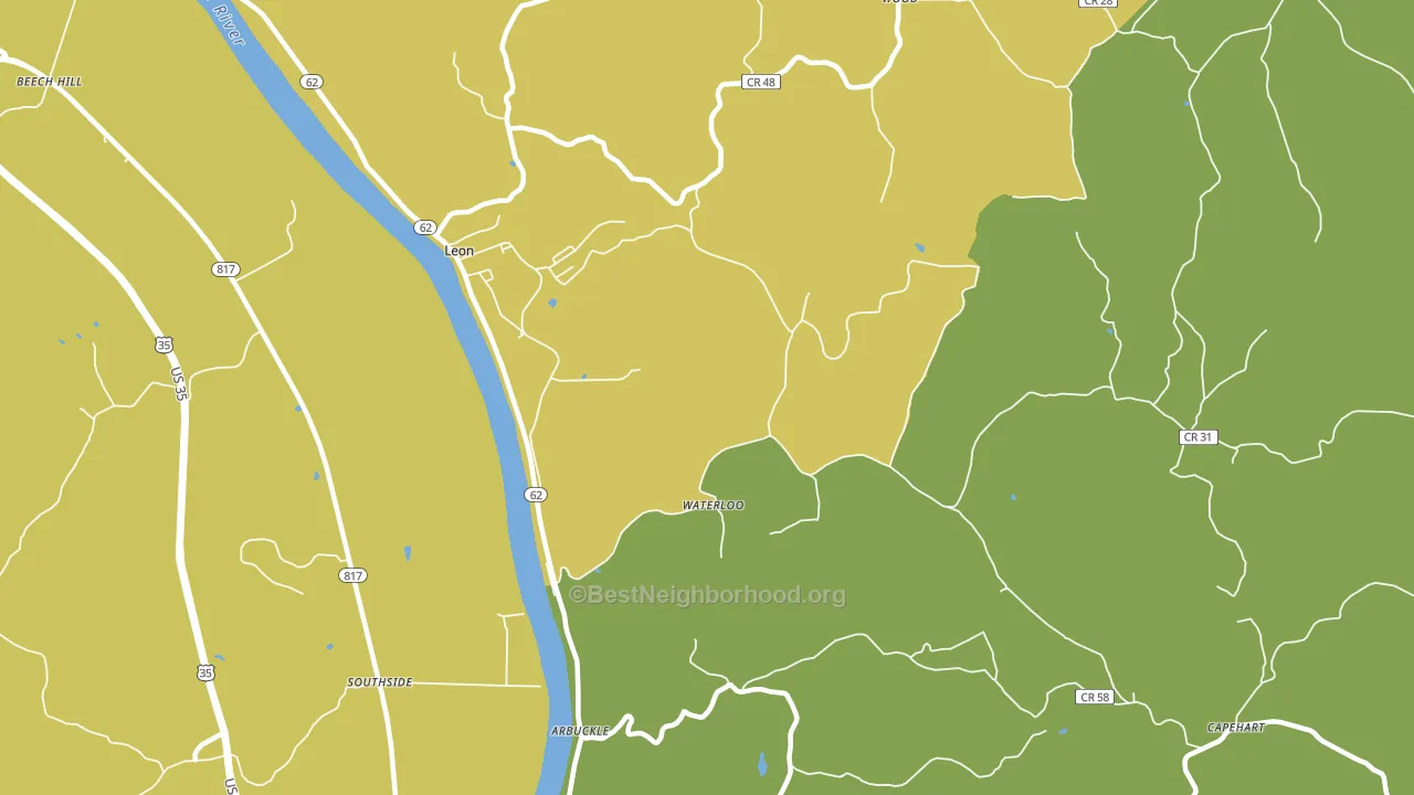 Waterloo, WV block-group voter-turnout map