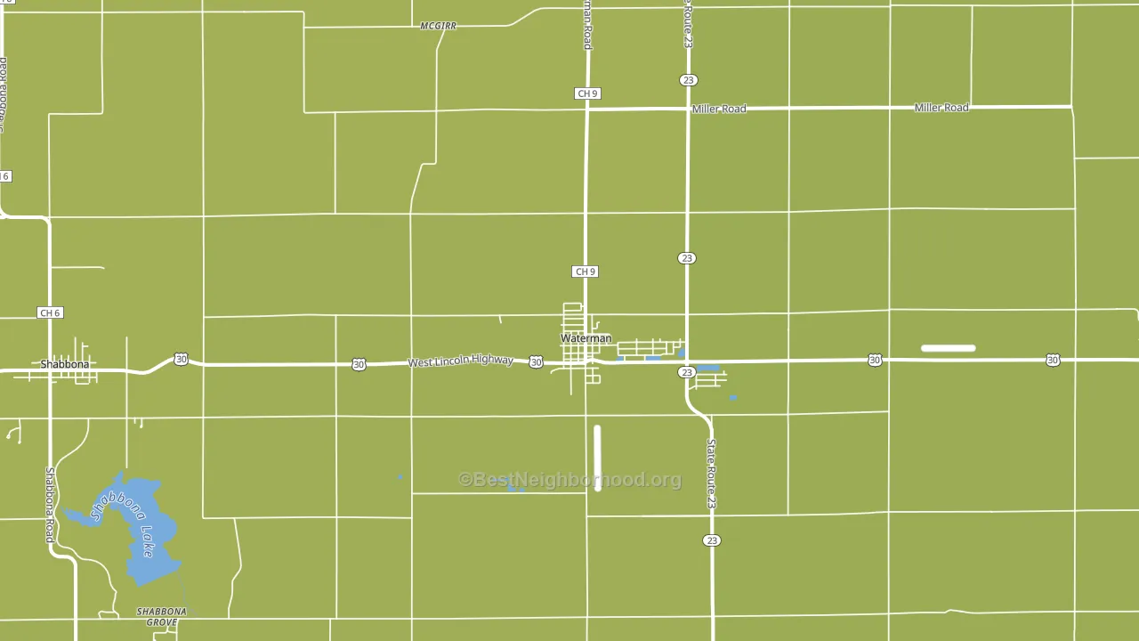 Waterman, IL block-group voter-turnout map