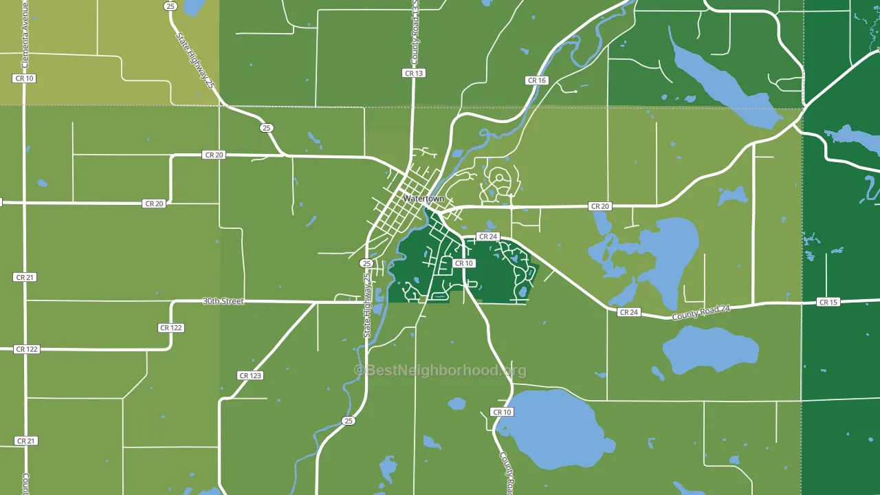 Watertown, MN block-group voter-turnout map