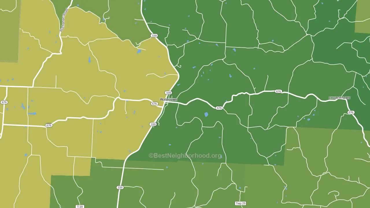 Watertown, OH block-group voter-turnout map