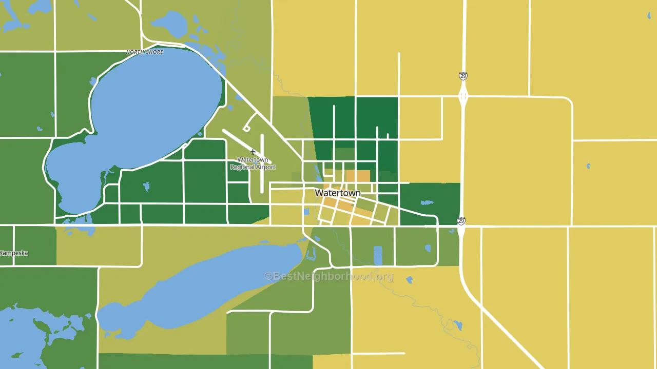 Watertown, SD block-group voter-turnout map