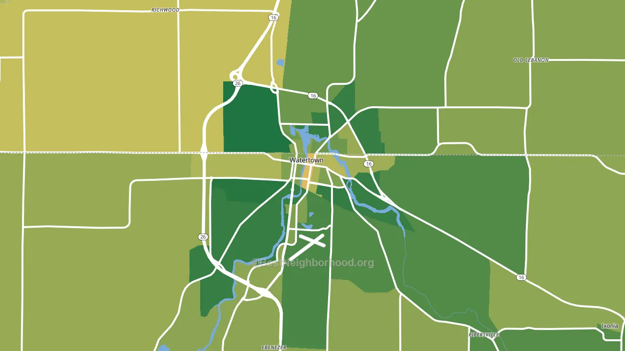 Watertown, WI block-group voter-turnout map