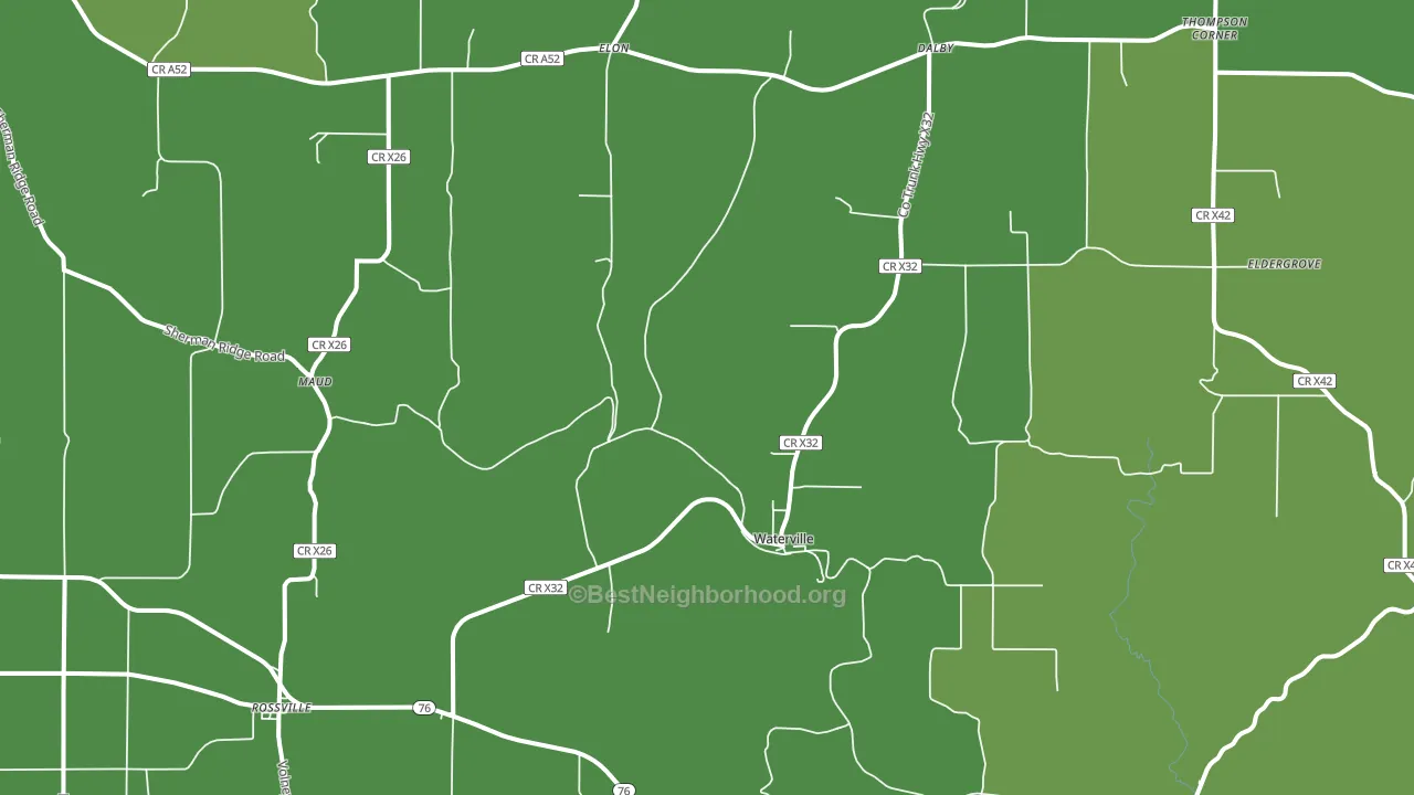 Waterville, IA block-group voter-turnout map