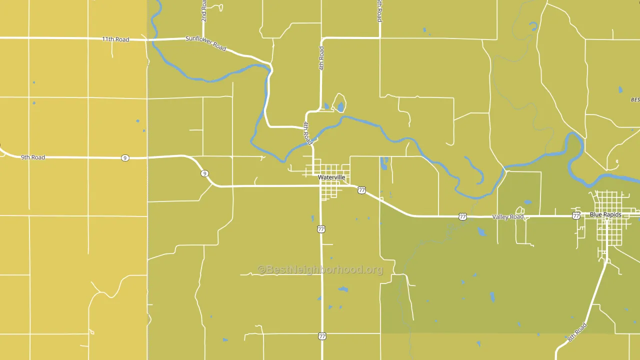 Waterville, KS block-group voter-turnout map