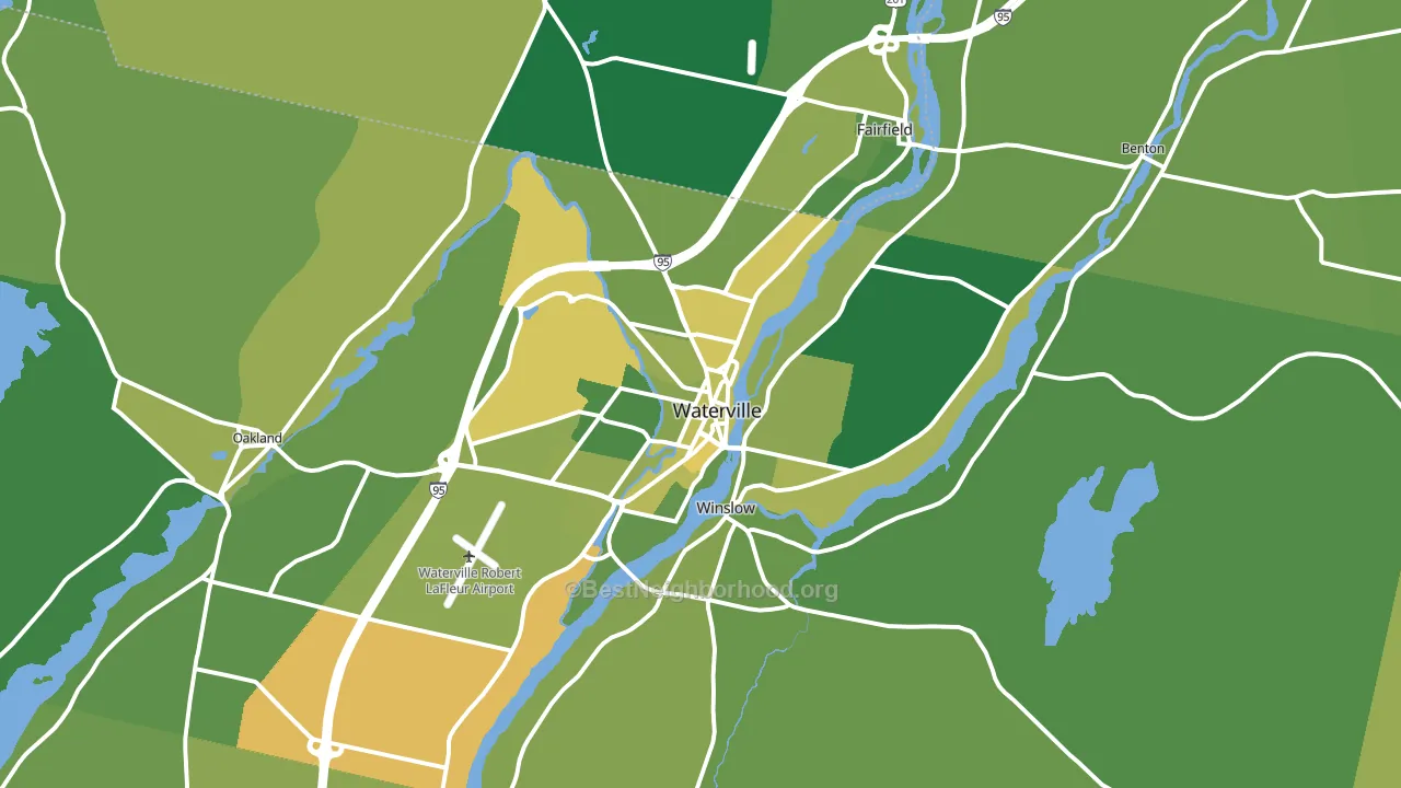 Waterville, ME block-group voter-turnout map