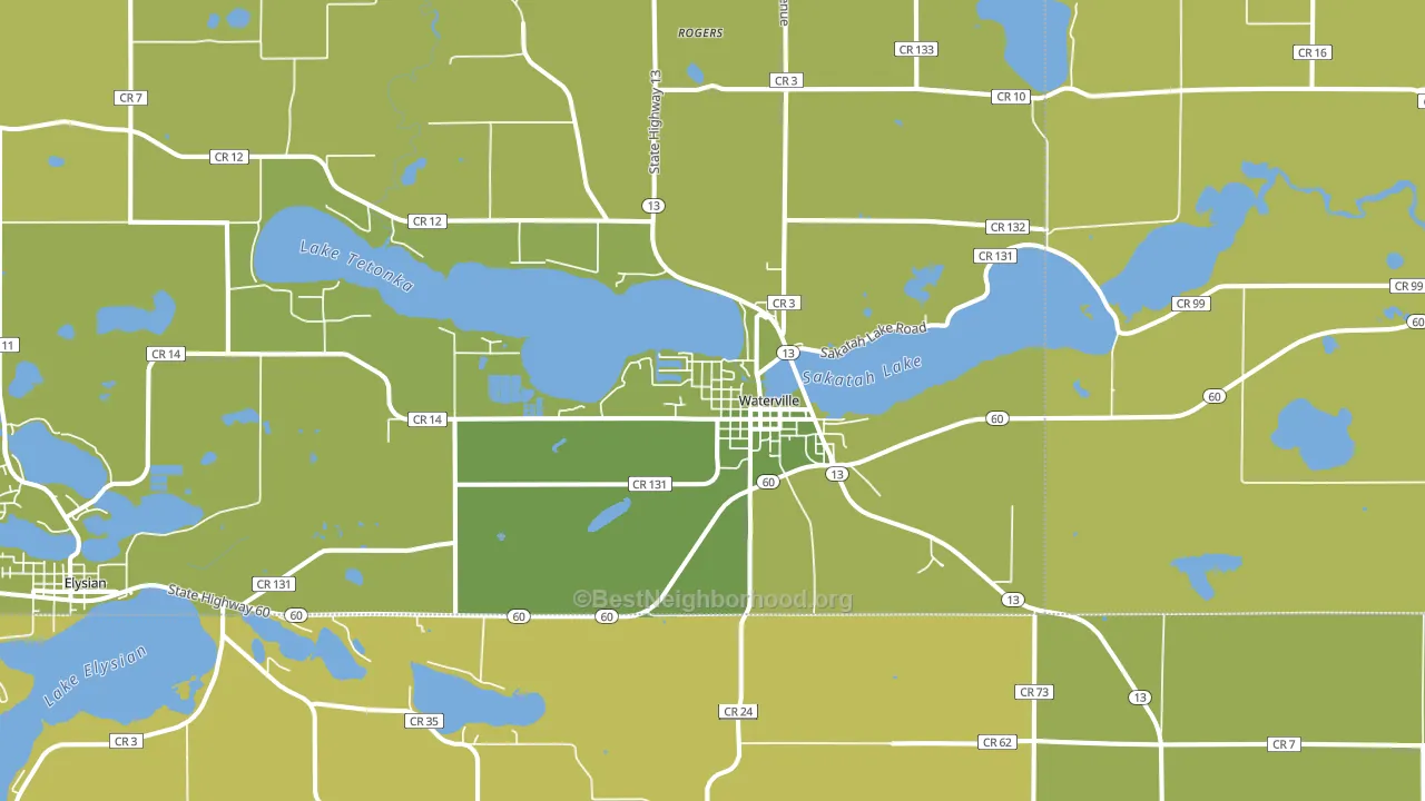 Waterville, MN block-group voter-turnout map