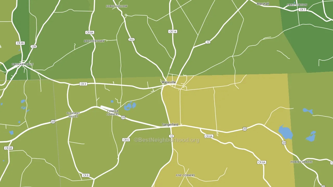 Waterville, NY block-group voter-turnout map
