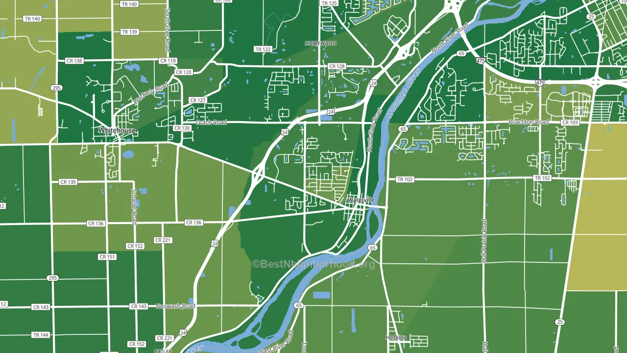 Waterville, OH block-group voter-turnout map