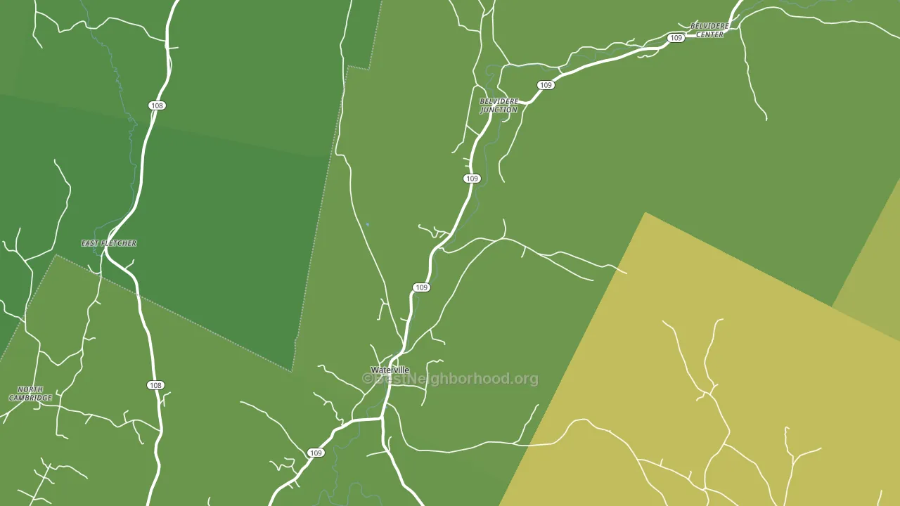 Waterville, VT block-group voter-turnout map