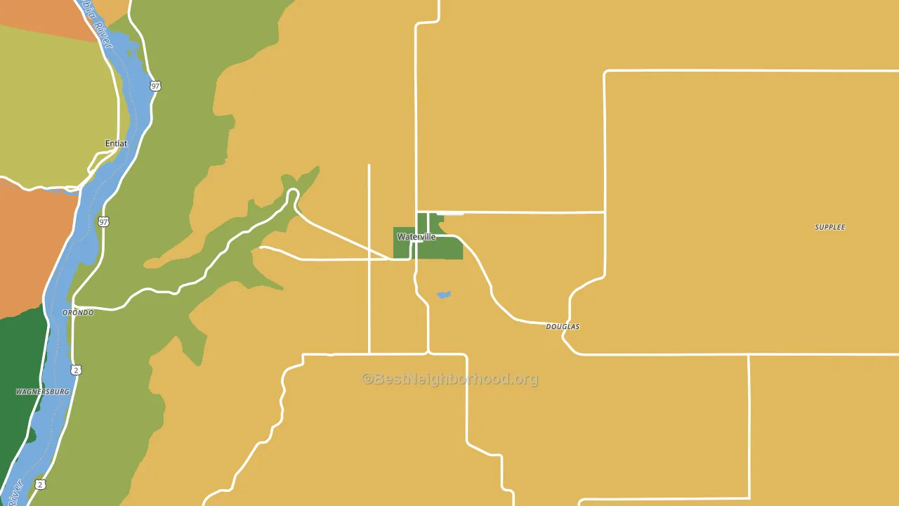 Waterville, WA block-group voter-turnout map