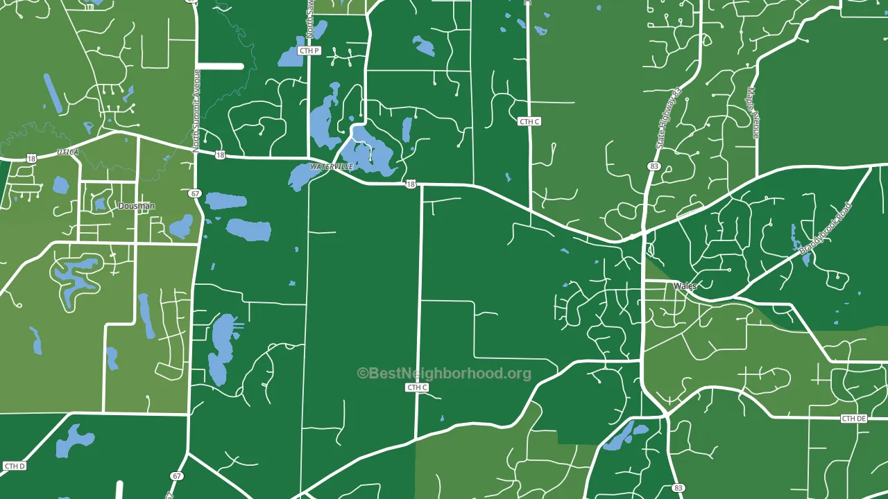 Waterville, WI block-group voter-turnout map