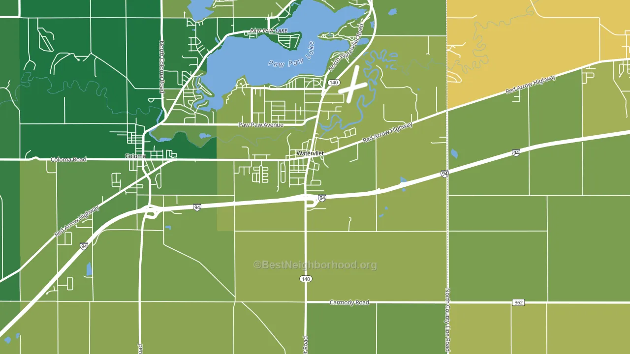 Watervliet, MI block-group voter-turnout map