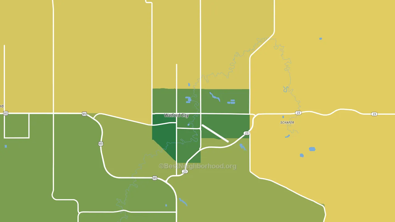 Watford City, ND block-group voter-turnout map