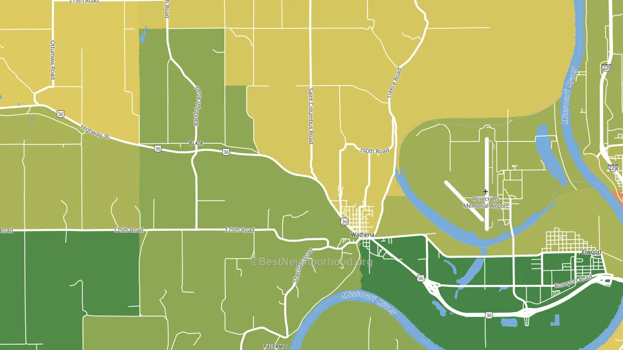 Wathena, KS block-group voter-turnout map