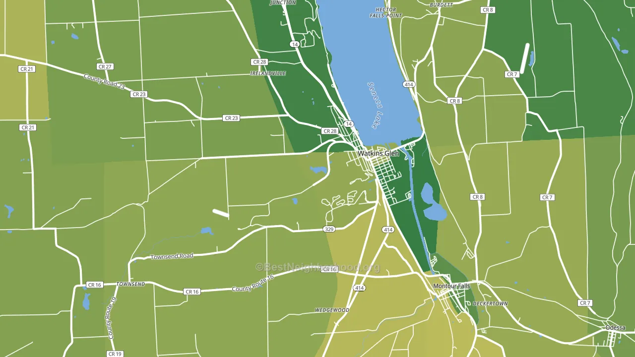 Watkins Glen, NY block-group voter-turnout map
