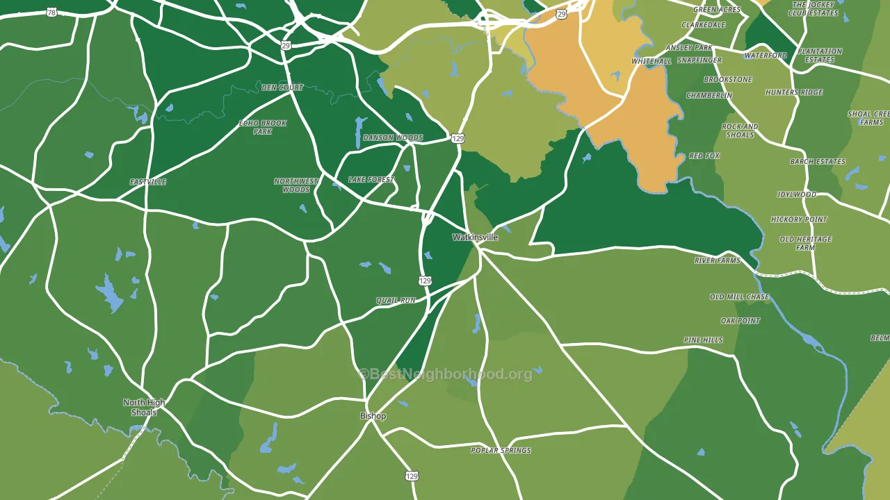Watkinsville, GA block-group voter-turnout map