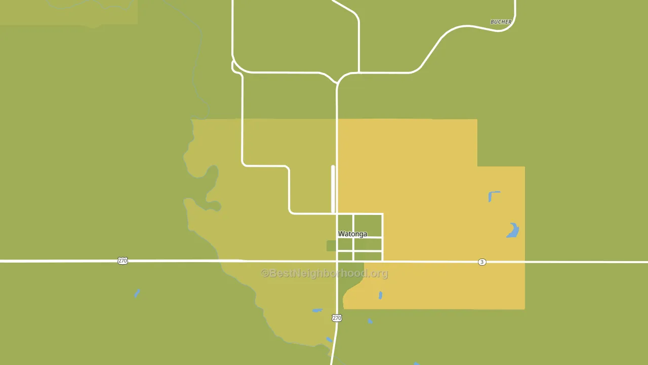 Watonga, OK block-group voter-turnout map