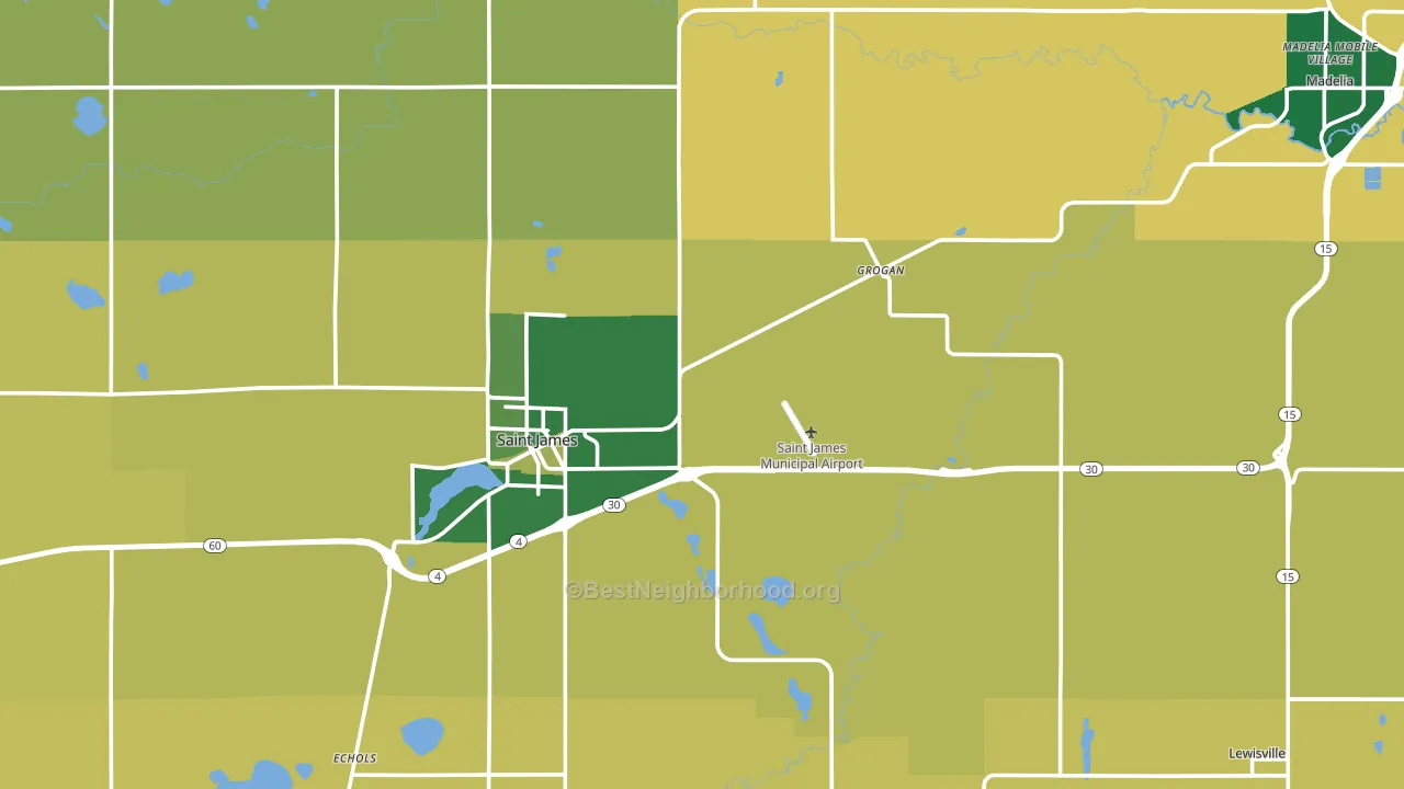 Watonwan County, MN block-group voter-turnout map