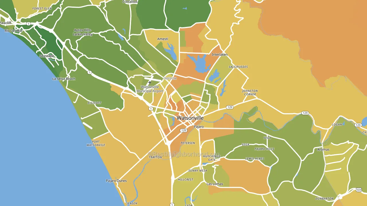 Watsonville, CA block-group voter-turnout map
