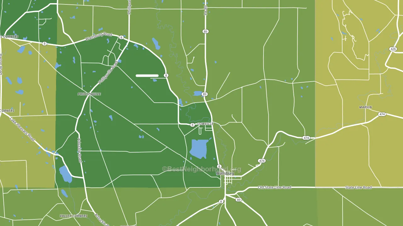 Wattsburg, PA block-group voter-turnout map