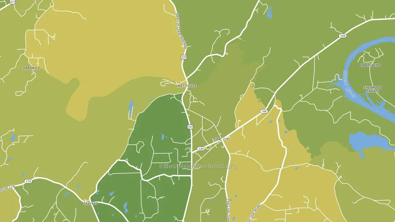 Wattsville, AL block-group voter-turnout map