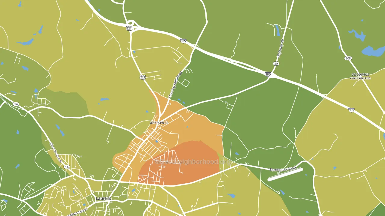Wattsville, SC block-group voter-turnout map