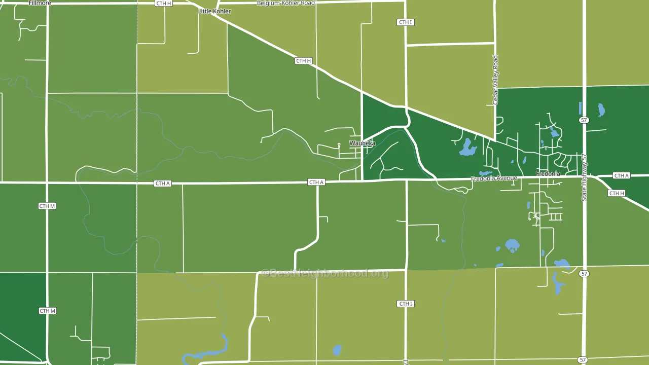Waubeka, WI block-group voter-turnout map
