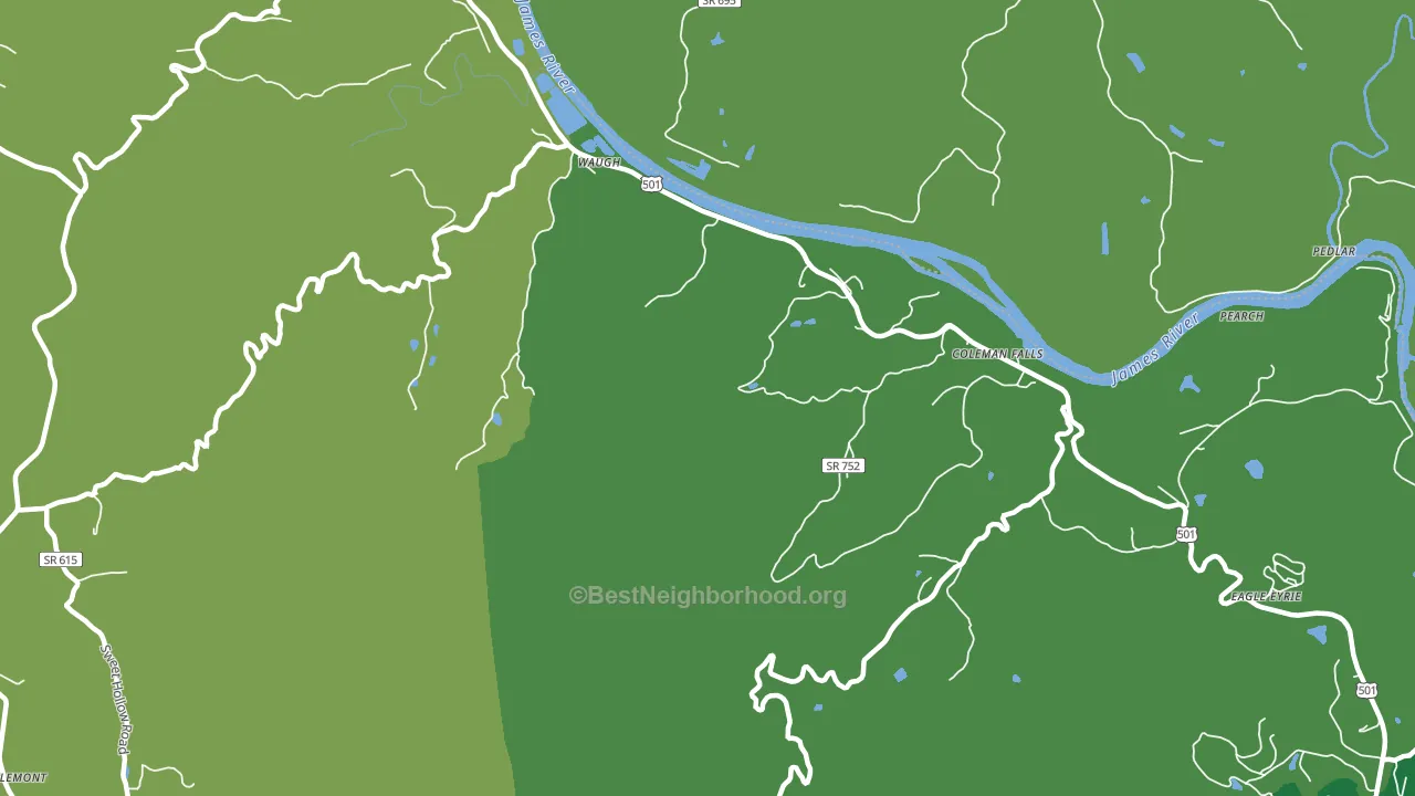 Waugh, VA block-group voter-turnout map