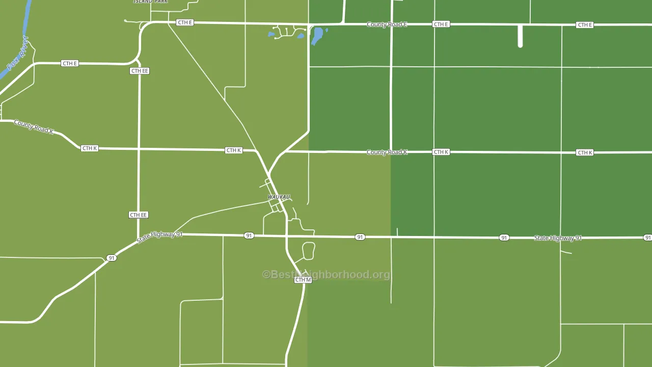 Waukau, WI block-group voter-turnout map