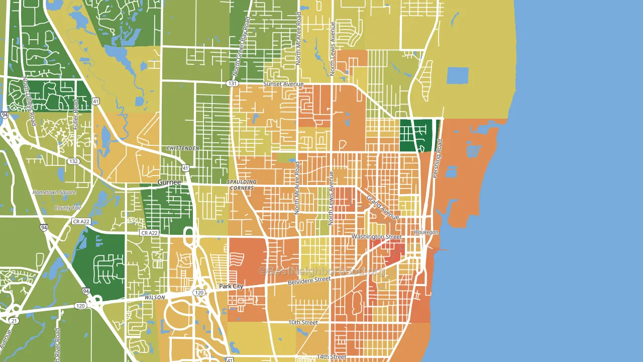 Waukegan, IL block-group voter-turnout map