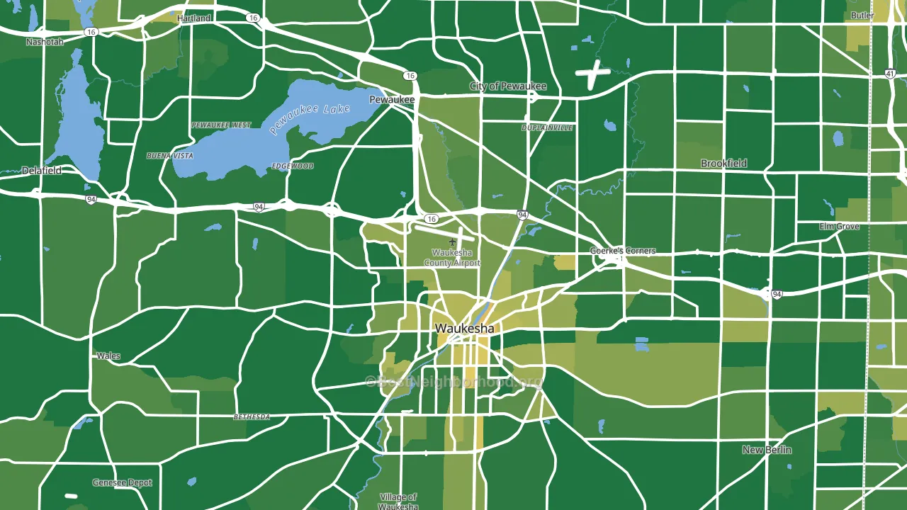 Waukesha County, WI block-group voter-turnout map