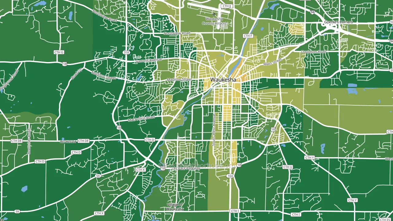 Waukesha, WI block-group voter-turnout map
