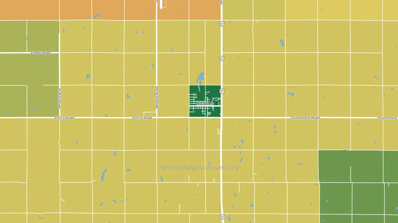 Waukomis, OK block-group voter-turnout map