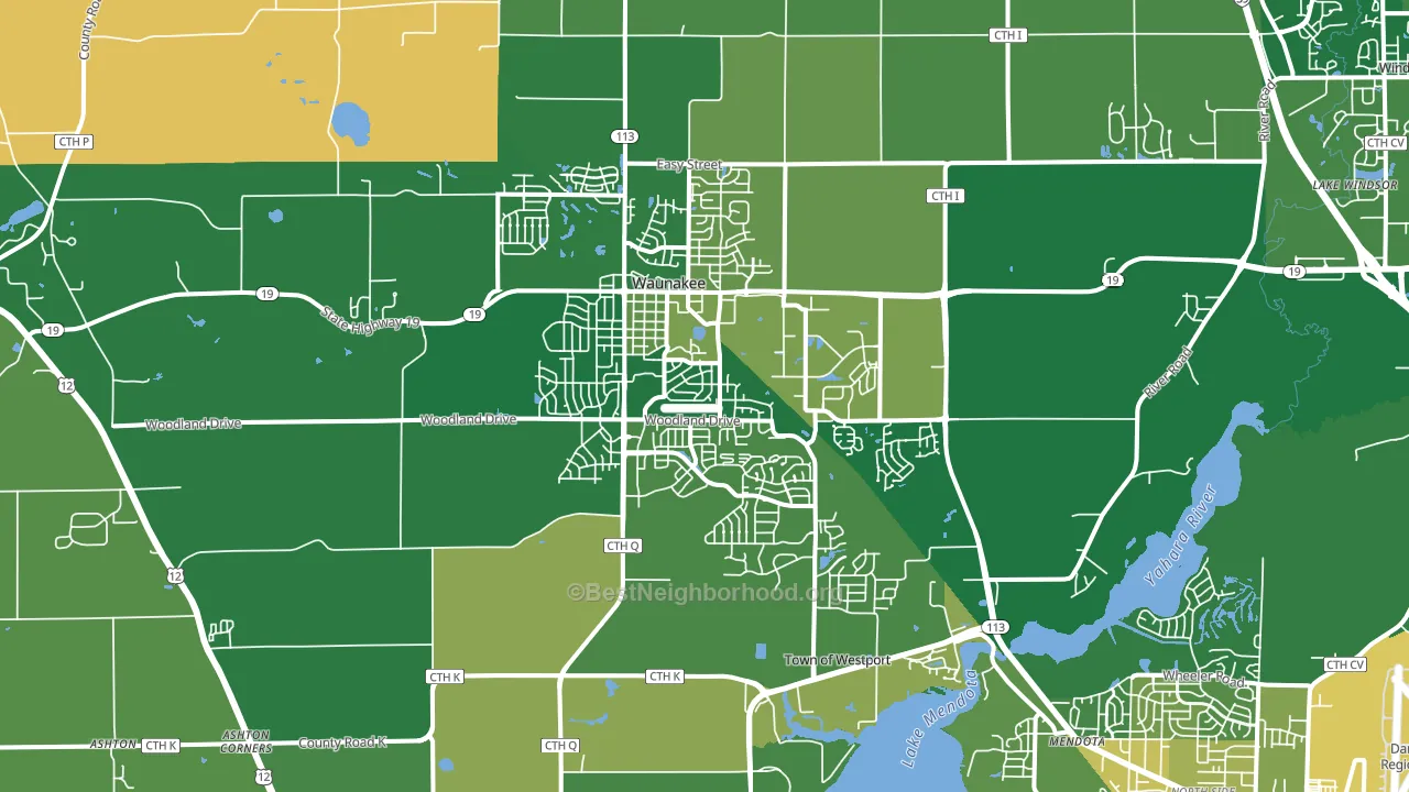 Waunakee, WI block-group voter-turnout map