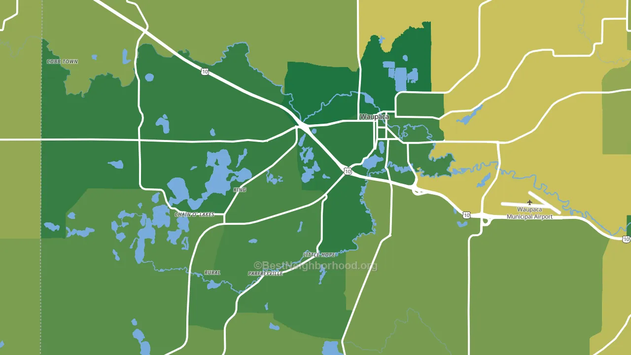 Waupaca, WI block-group voter-turnout map