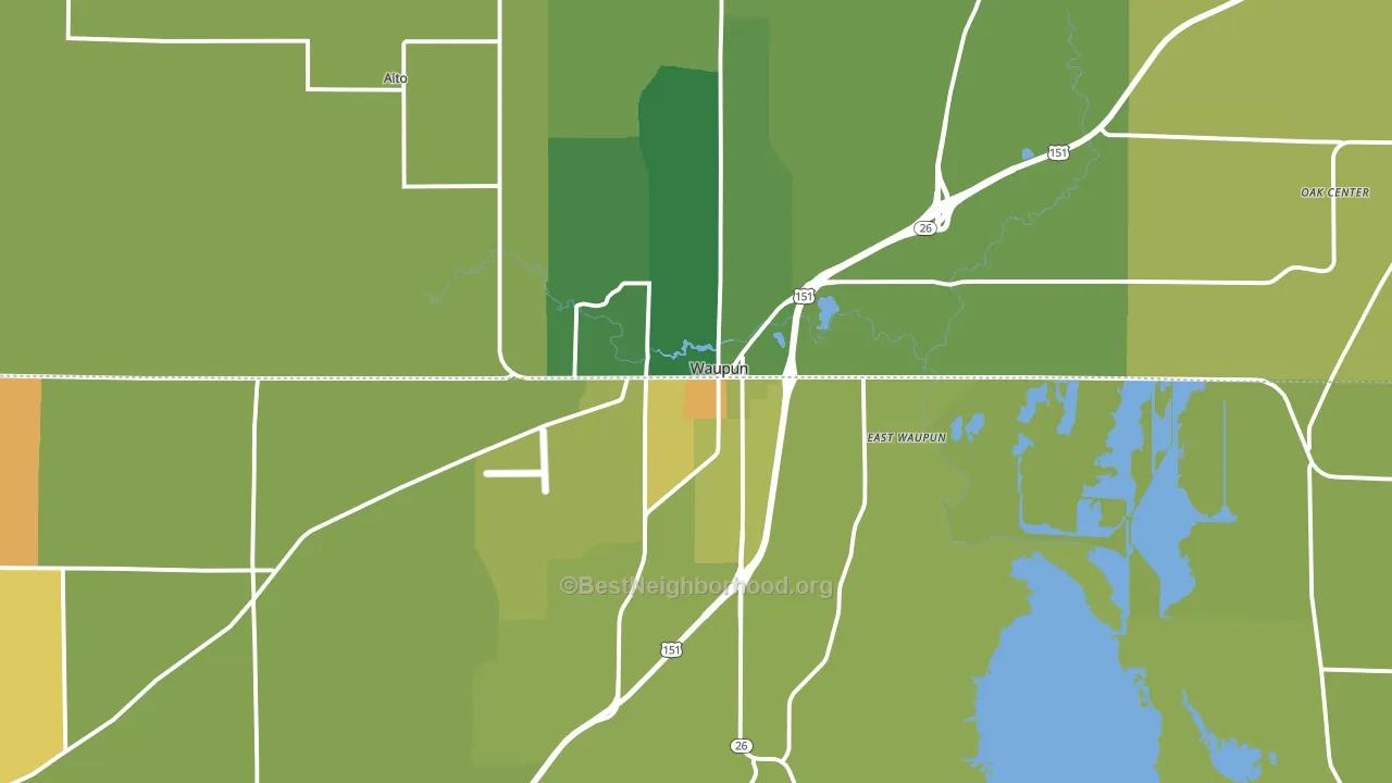 Waupun, WI block-group voter-turnout map