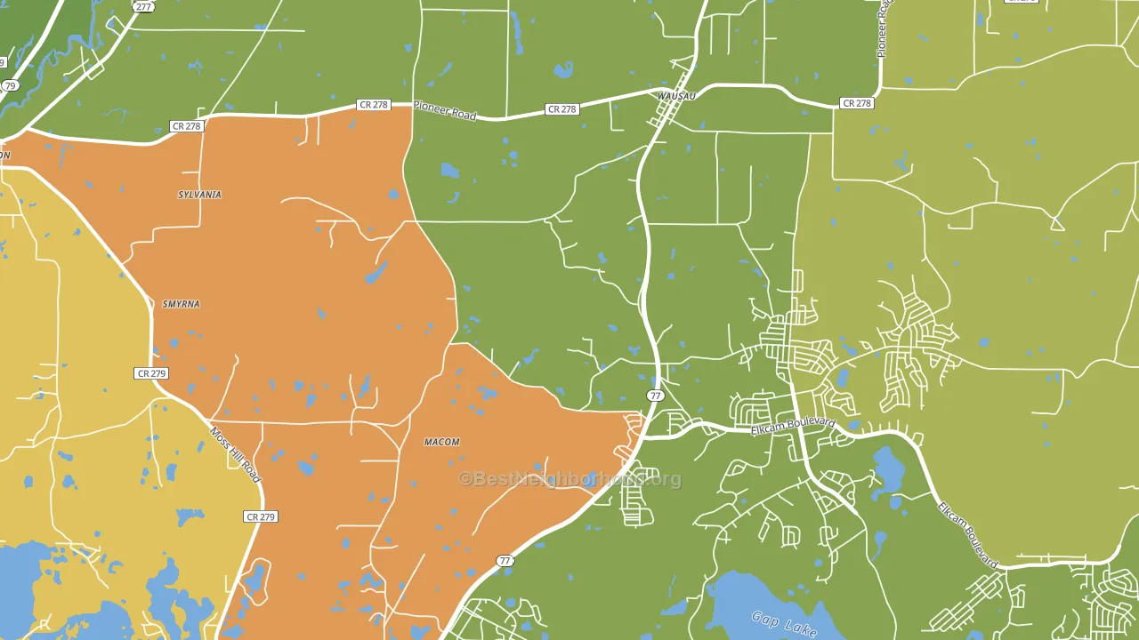 Wausau, FL block-group voter-turnout map