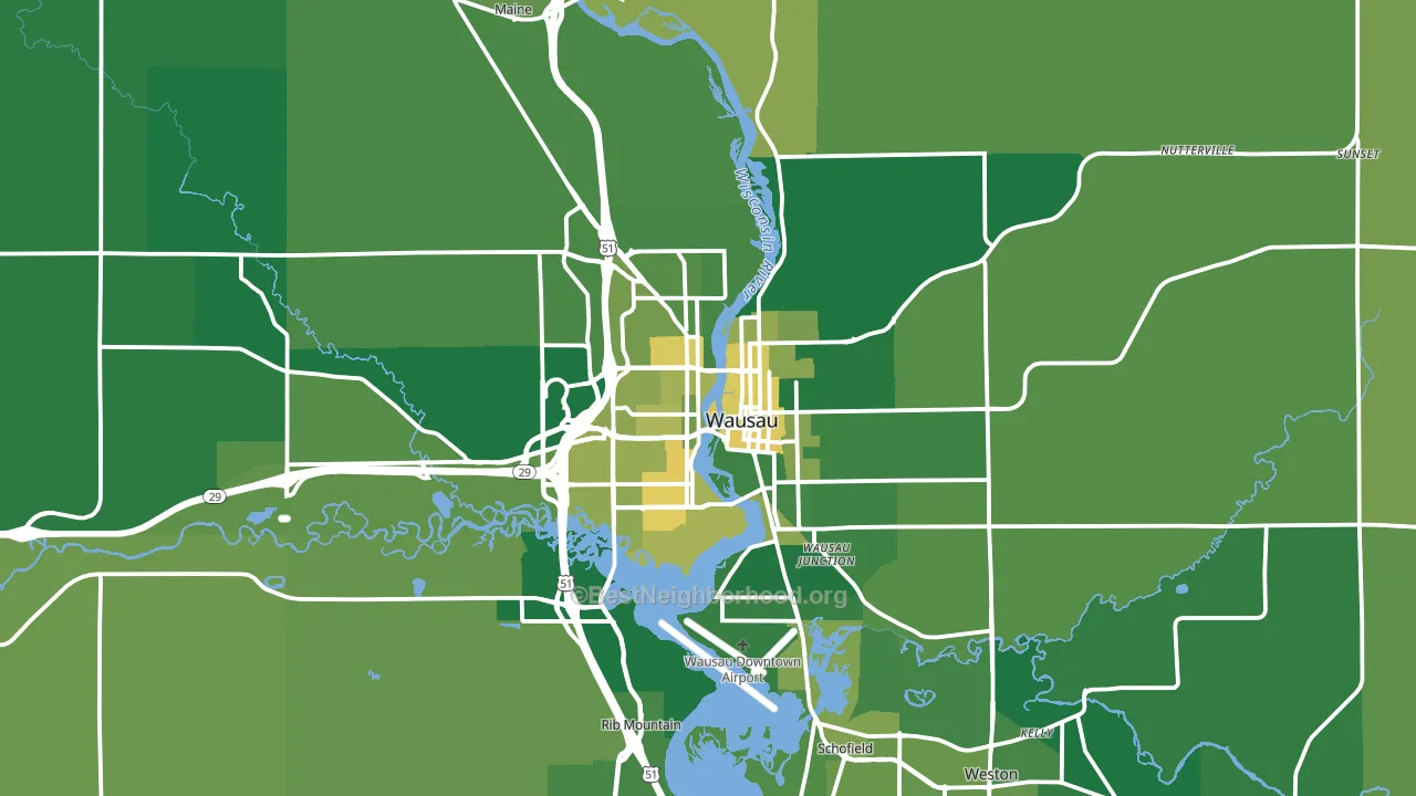 Wausau, WI block-group voter-turnout map