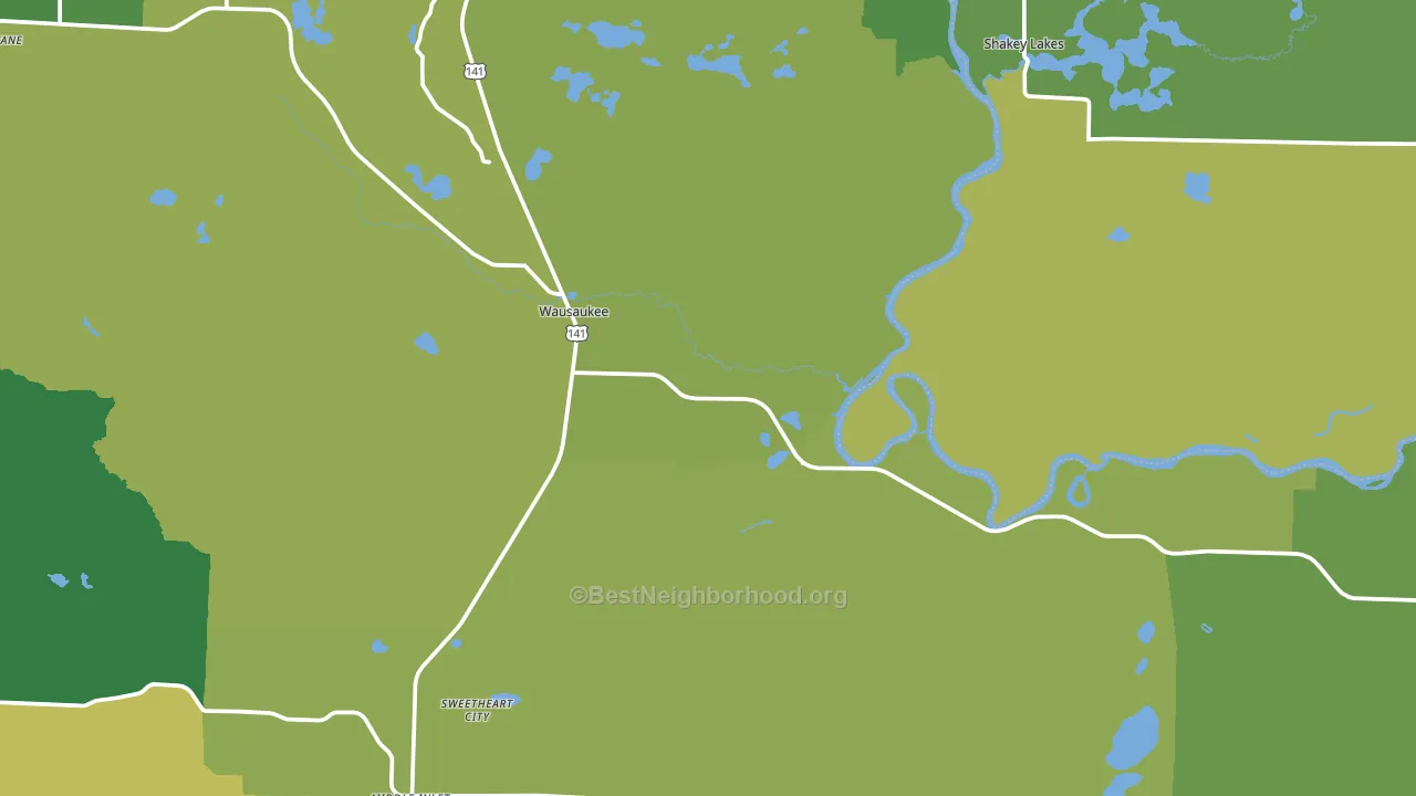 Wausaukee, WI block-group voter-turnout map