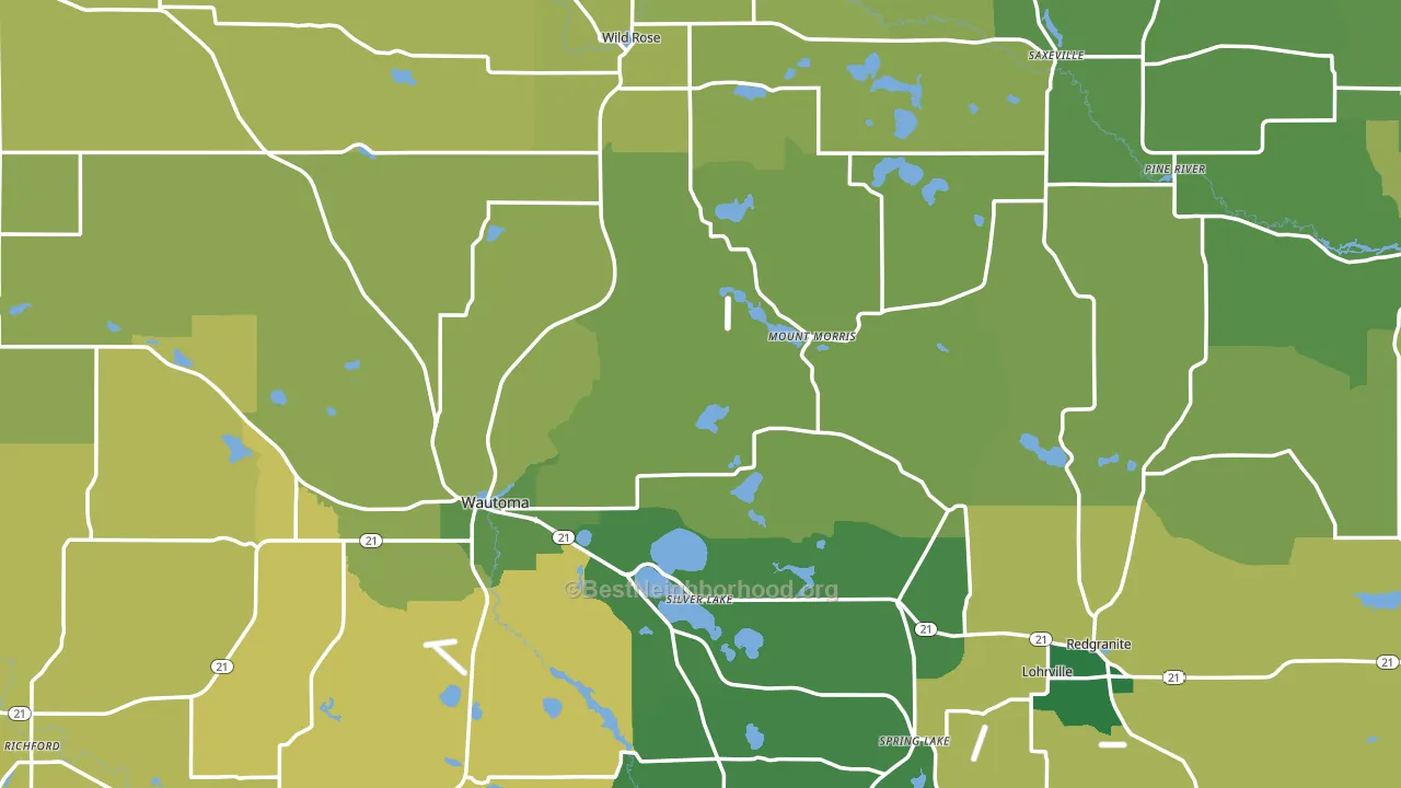 Waushara County, WI block-group voter-turnout map