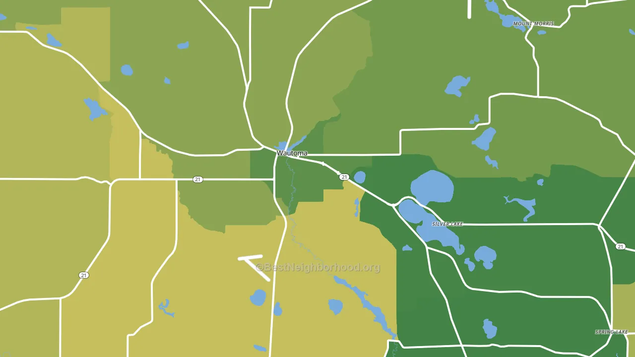 Wautoma, WI block-group voter-turnout map