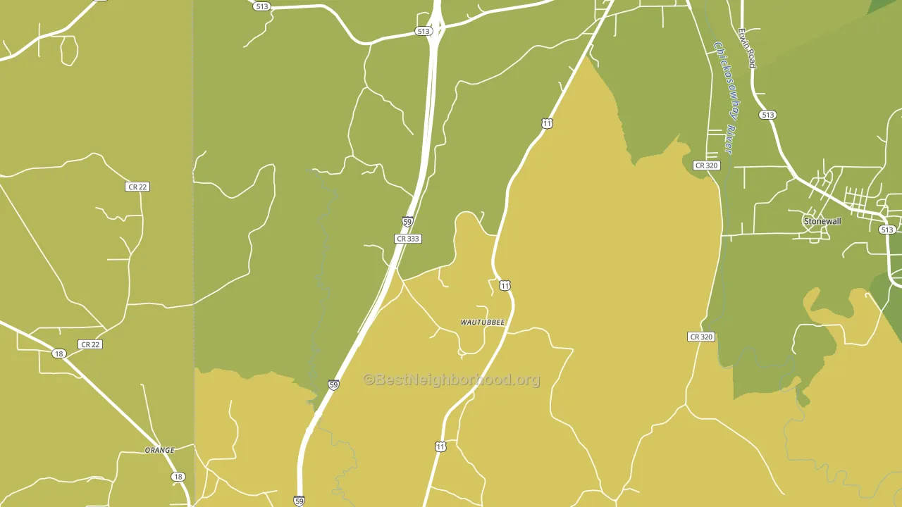 Wautubbee, MS block-group voter-turnout map