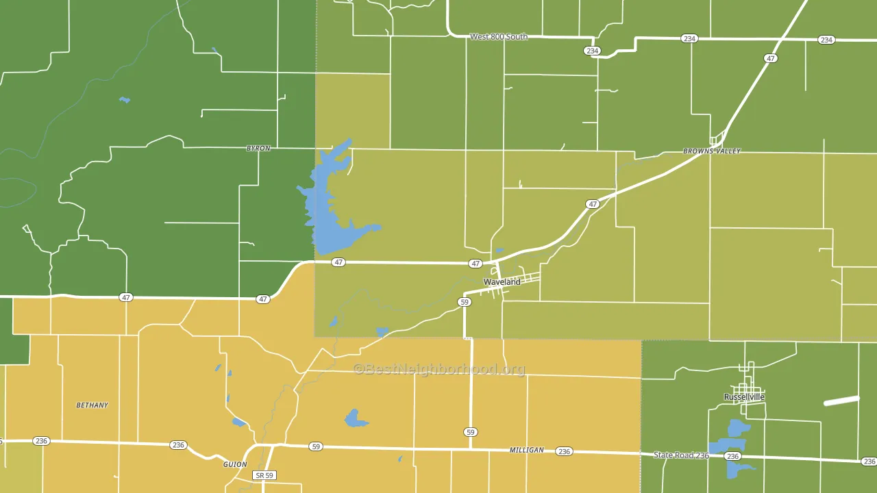 Waveland, IN block-group voter-turnout map
